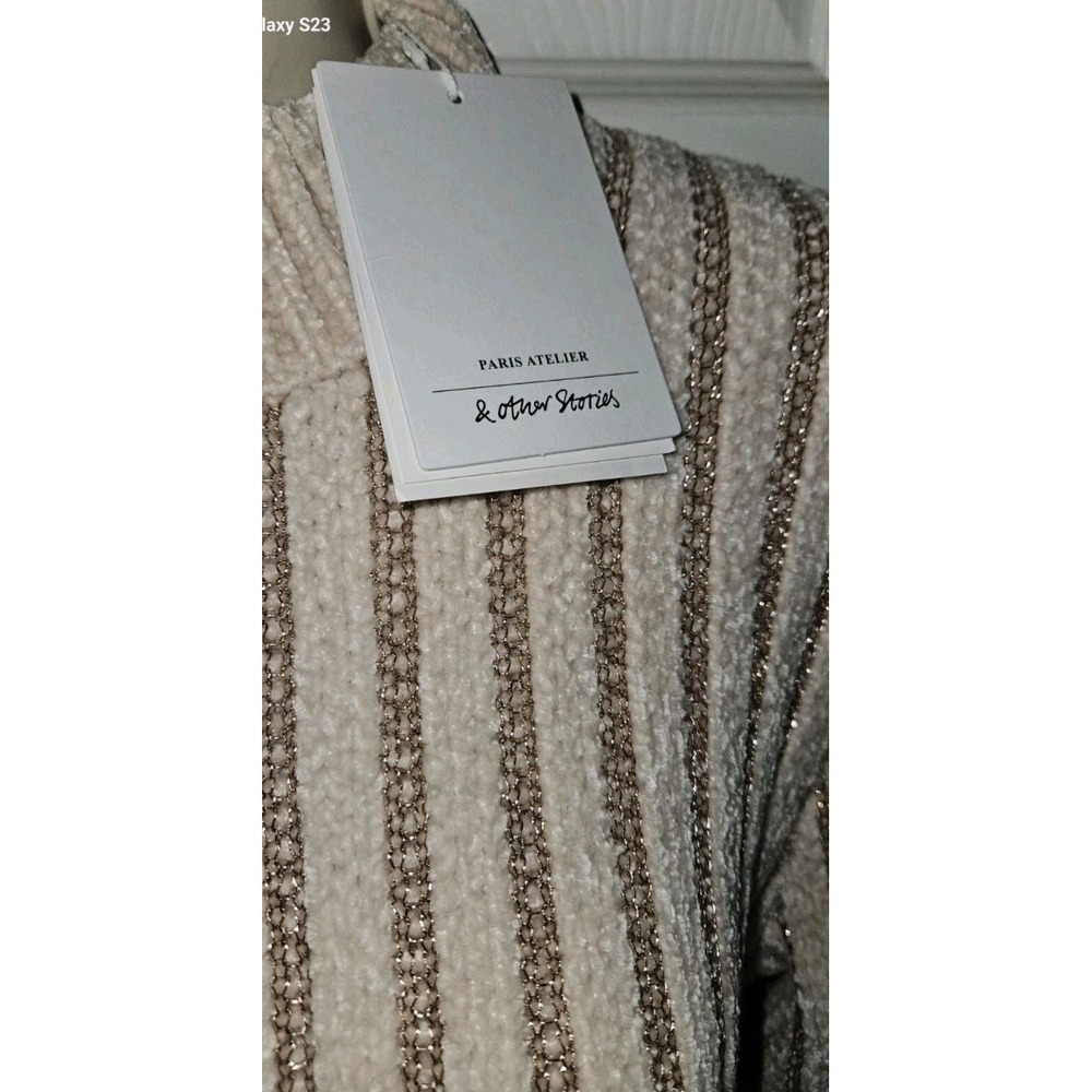 Paris Ateller & Other Stories Knit Crop Sweater Metallic Chain Link Size S - Picture 3 of 5